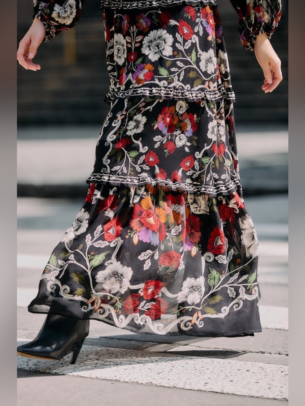 Farm Rio: Black Rococo Flowers Ruffled Maxi
Dress - Picture 3 of 12